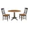 International Concepts Round Round 42 in. Dual Drop Leaf Dining Table with 2 Slatback Chairs in Hickory/Washed Coal, Wood K45-42DPT-27B-C65-2 - alternate 1